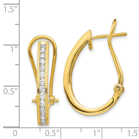 14k Gold Diamond Omega Back Hoop Earrings-WBC-EM5445-100-YA