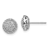 14k White Gold Diamond Cluster Post Earrings-WBC-EM5462-050-WA
