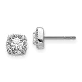 14k White Gold Square Cluster Diamond Earrings-WBC-EM5466-062-WA