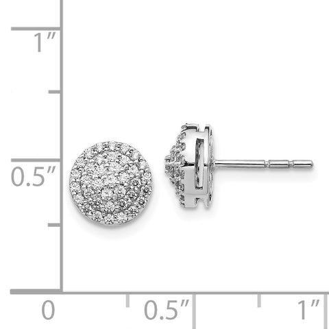 14k White Gold Diamond Round Cluster Post Earrings-WBC-EM5479-050-WA