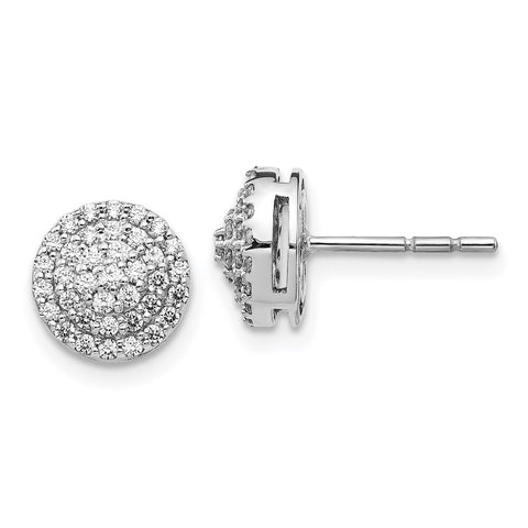 14k White Gold Diamond Round Cluster Post Earrings-WBC-EM5479-050-WA