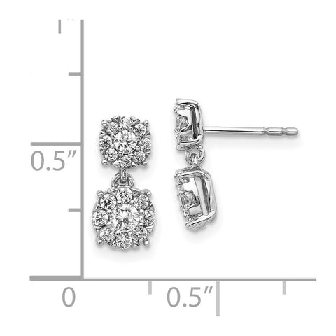 14k White Gold Diamond Cluster Dangle Earrings-WBC-EM5481-075-WA