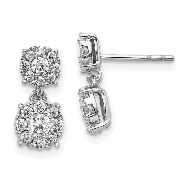 14k White Gold Diamond Cluster Dangle Earrings-WBC-EM5481-075-WA