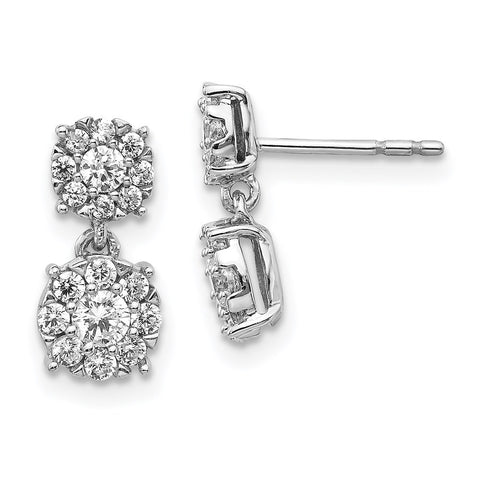 14k White Gold Diamond Cluster Dangle Earrings-WBC-EM5481-075-WA