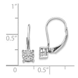 14k White Gold Diamond Cluster Leverback Earrings-WBC-EM5489-010-WA