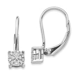 14k White Gold Diamond Cluster Leverback Earrings-WBC-EM5489-010-WA