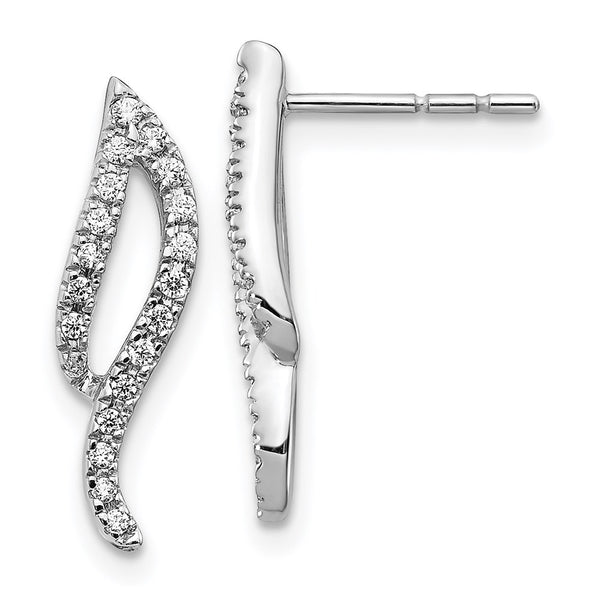 14k White Gold Diamond Wave Post Earrings-WBC-EM5499-025-WA