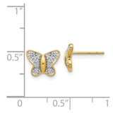 14k w/Rhodium Diamond Butterfly Post Earrings-WBC-EM5504-002-YA