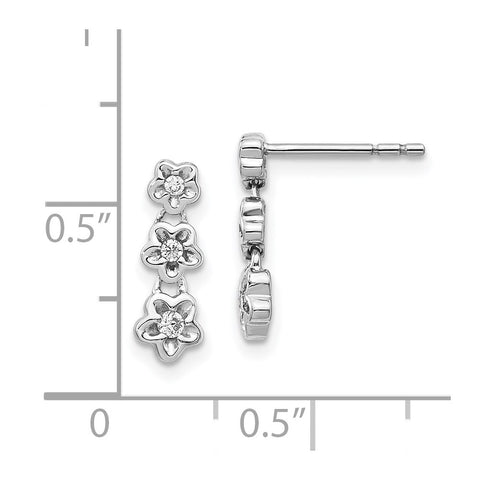 14k White Gold Diamond 3-flower Post Earrings-WBC-EM5506-013-WA