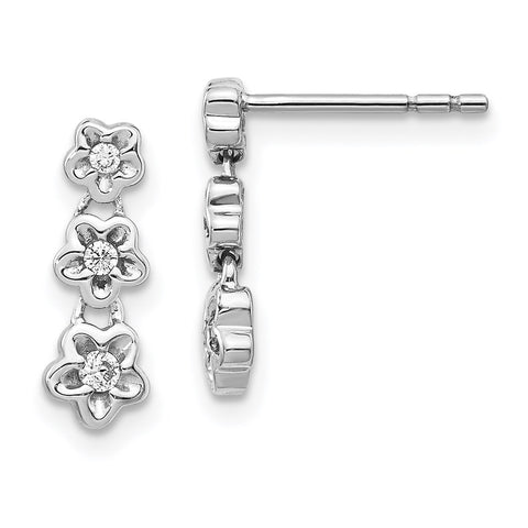 14k White Gold Diamond 3-flower Post Earrings-WBC-EM5506-013-WA