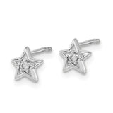 14k White Gold Diamond Star Post Earrings-WBC-EM5510-005-WA