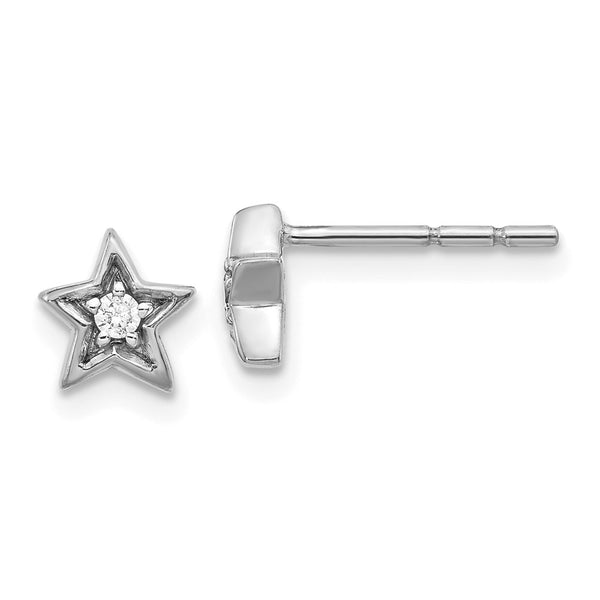 14k White Gold Diamond Star Post Earrings-WBC-EM5510-005-WA