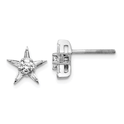 14k White Gold Diamond Star Shaped Earrings-WBC-EM5511-050-WA