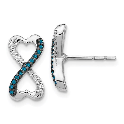 14k White Gold Blue and White Diamond Infinity Heart Post Earrings-WBC-EM5516-BD-016-WA