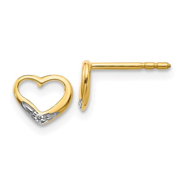 14k and Rhodium Diamond Heart Post Earrings-WBC-EM5518-001-YA
