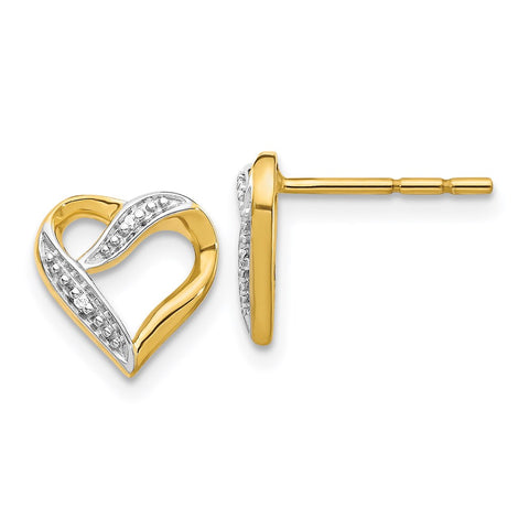14k and Rhodium Marquise Diamond Heart Post Earrings-WBC-EM5519-002-YA