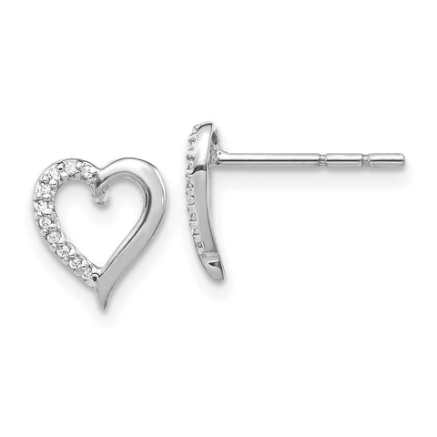 14k White Gold Diamond Heart Earrings-WBC-EM5521-005-WA