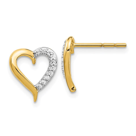 14k Gold Diamond Heart Post Earrings-WBC-EM5521-010-YA