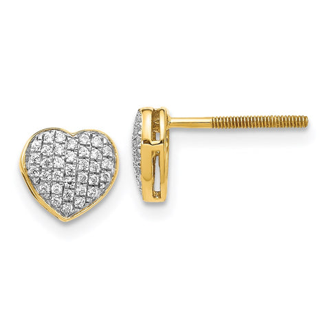 14k Diamond Heart Screw Back Post Earrings-WBC-EM5525-020-YA