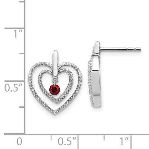 14k White Gold Red Diamond Heart Post Earrings-WBC-EM5530-013-WA