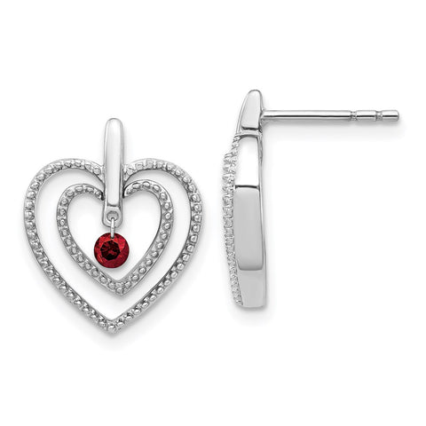 14k White Gold Red Diamond Heart Post Earrings-WBC-EM5530-013-WA