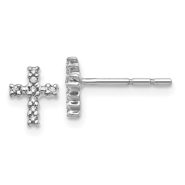 14k White Gold Polished Diamond Cross Post Earrings-WBC-EM5534-005-WA