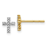 14k w/Rhodium Diamond Cross Post Earrings-WBC-EM5534-005-YA