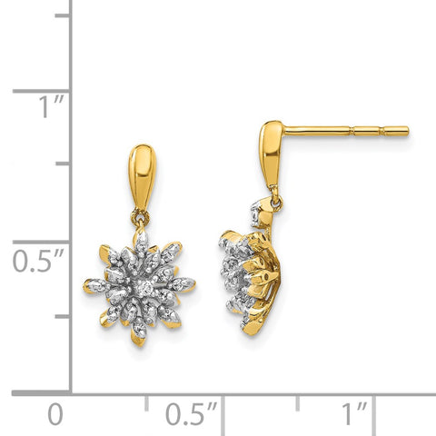 14k Diamond Flower Post Dangle Earrings-WBC-EM5540-016-YA