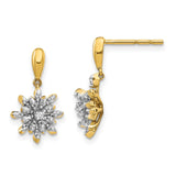 14k Diamond Flower Post Dangle Earrings-WBC-EM5540-016-YA