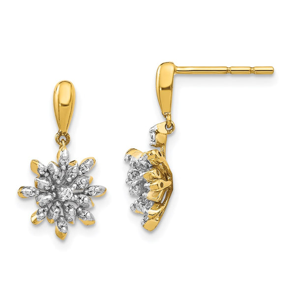 14k Diamond Flower Post Dangle Earrings-WBC-EM5540-016-YA