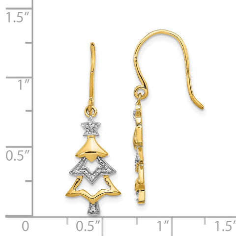 14k and Rhodium Diamond Christmas Tree Dangle Earrings-WBC-EM5541-002-YA