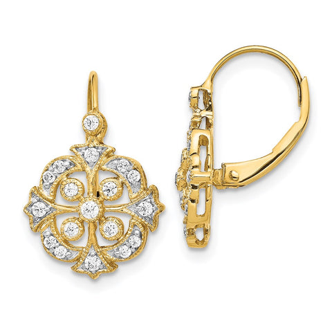 14k Diamond Leverback Earrings-WBC-EM5546-033-YA