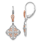 14k White Gold w/Rose Rhodium Diamond Leverback Earrings-WBC-EM5547-013-WA