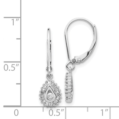 14k White Gold Baguette Diamond Teardrop Halo Leverback Earrings-WBC-EM5551-025-WA