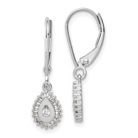 14k White Gold Baguette Diamond Teardrop Halo Leverback Earrings-WBC-EM5551-025-WA