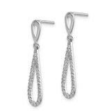 14k White Gold Polished Diamond Teardrop Dangle Post Earrings-WBC-EM5556-020-WA