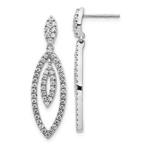 14k White Gold Diamond Dangle Post Earrings-WBC-EM5559-100-WA