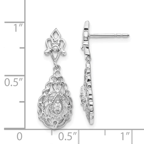 14k White Gold Diamond Teardrop Vintage Post Earrings-WBC-EM5561-006-WA