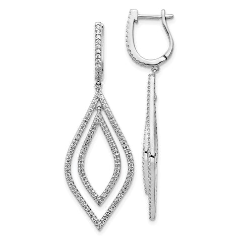 14k White Gold Diamond Teardrop Hinged Dangle Earrings-WBC-EM5562-110-WA