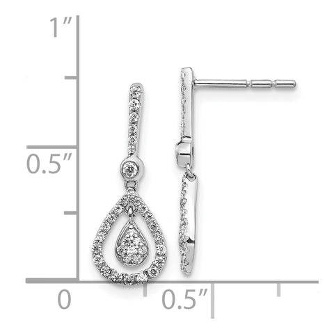 14k White Gold Diamond Fancy Teardrop Dangle Post Earrings-WBC-EM5564-040-WA