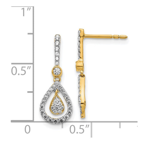 14k Diamond Fancy Teardrop Dangle Post Earrings-WBC-EM5564-040-YA