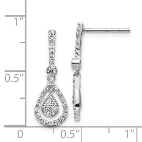 14k White Gold Diamond Fancy Teardrop Dangle Post Earrings-WBC-EM5564-050-WA