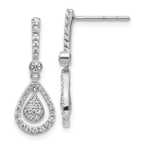 14k White Gold Diamond Fancy Teardrop Dangle Post Earrings-WBC-EM5564-050-WA