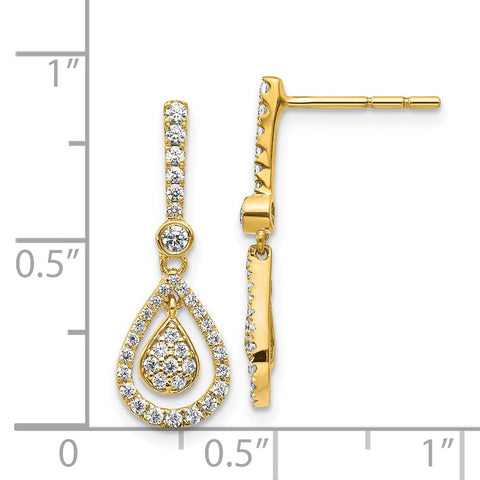 14k Diamond Fancy Teardrop Dangle Post Earrings-WBC-EM5564-050-YA