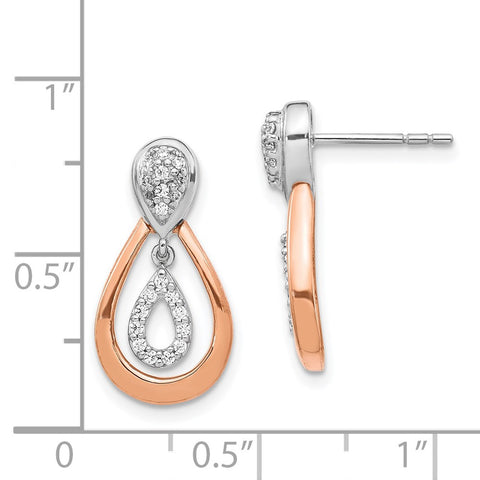 14k White and Rose Gold Diamond Post Dangle Earrings-WBC-EM5565-020-WRA