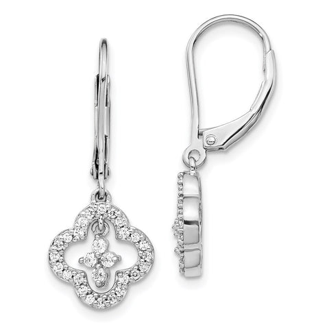 14k White Gold Diamond Leverback Earrings-WBC-EM5568-040-WA