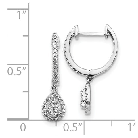 14k White Gold Diamond Teardrop Hinged Hoop Earrings-WBC-EM5570-025-WA