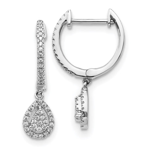 14k White Gold Diamond Teardrop Hinged Hoop Earrings-WBC-EM5570-025-WA