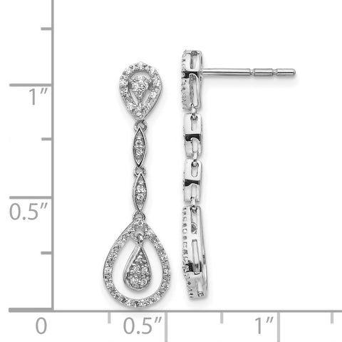 14k White Gold Teardrop Diamond Dangle Earrings-WBC-EM5571-025-WA