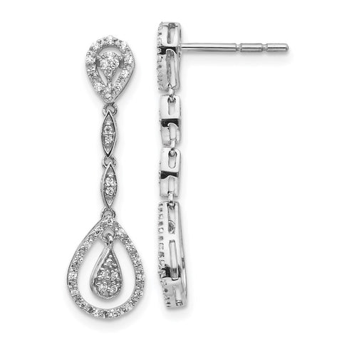 14k White Gold Teardrop Diamond Dangle Earrings-WBC-EM5571-025-WA